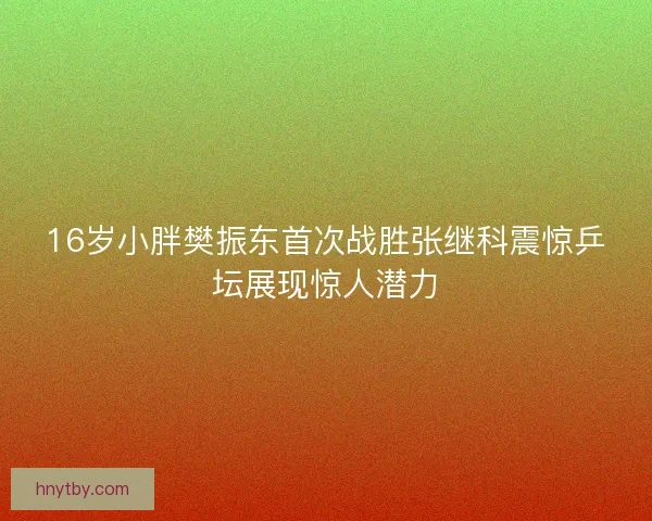 16岁小胖樊振东首次战胜张继科震惊乒坛展现惊人潜力